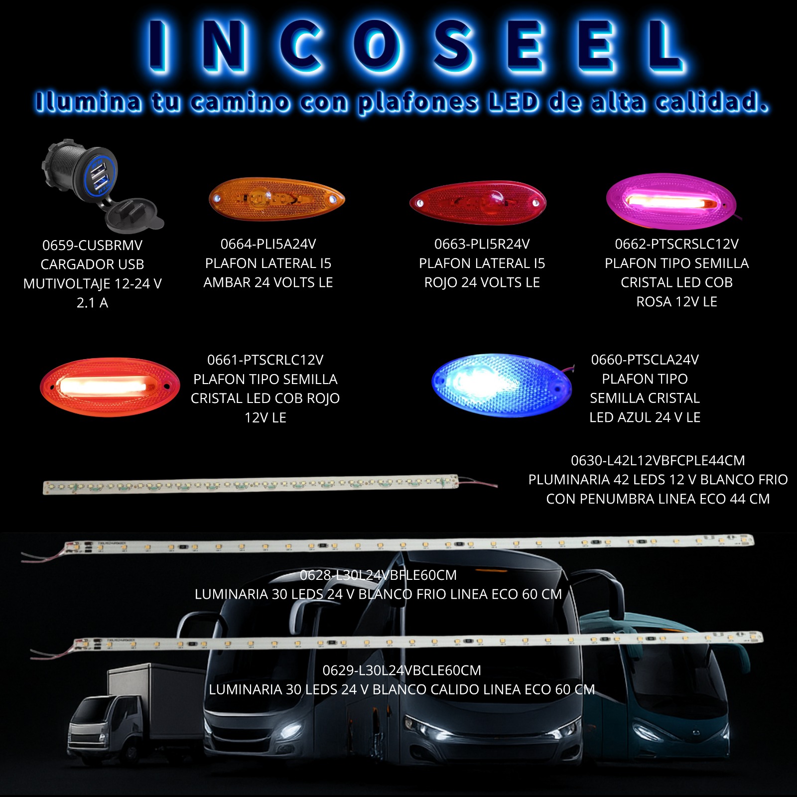 Luminarias y plafones LED para vehículos